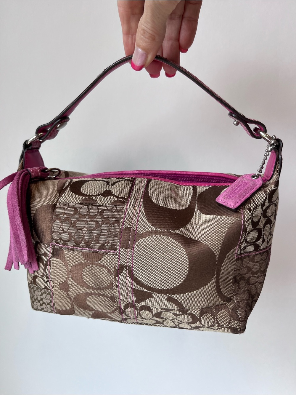 Vintage Coach Pink Python Patchwork Mini Bag Y2K